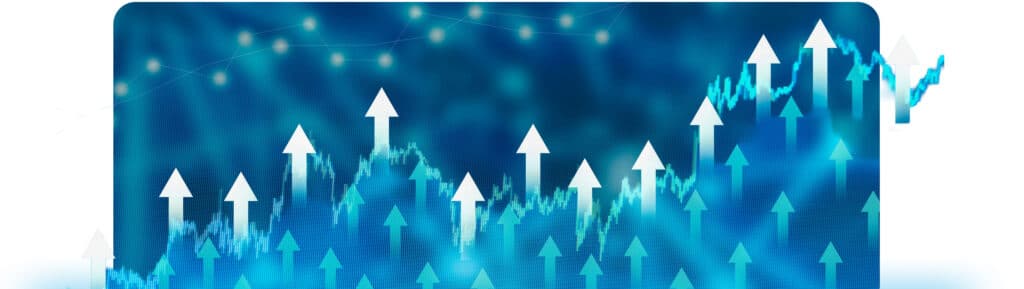 Data points moving upward