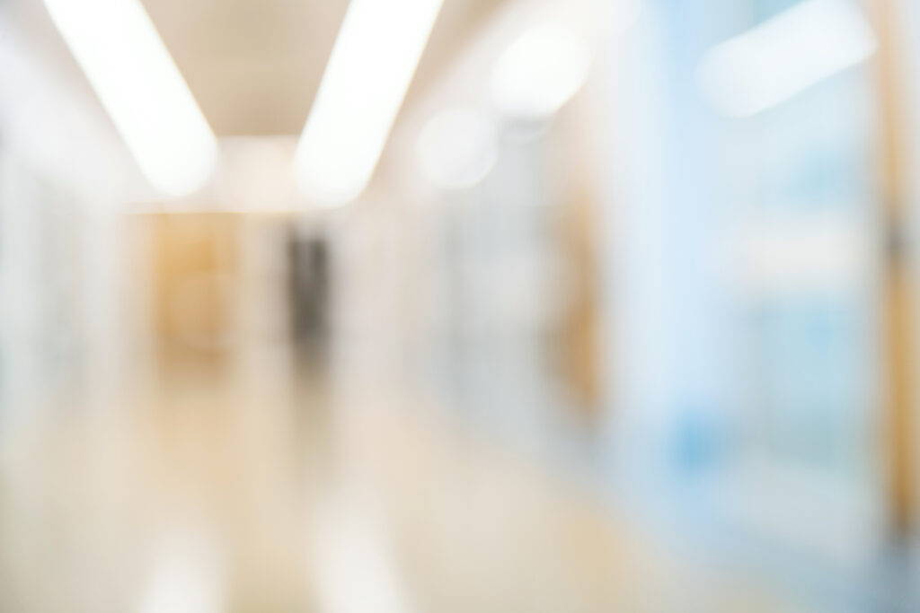 Defocused of the corridor at the hospital intensive care unit