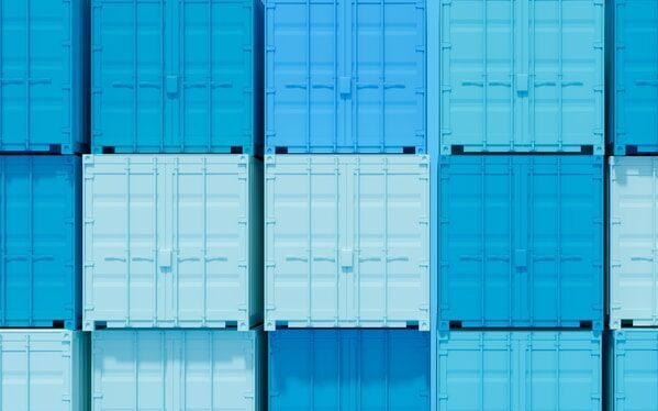 3d rendering of shipping cargo containers, freight transportation, import export, minimal design. Global business, trading concept.