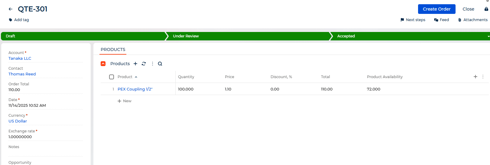 quote management screenshot